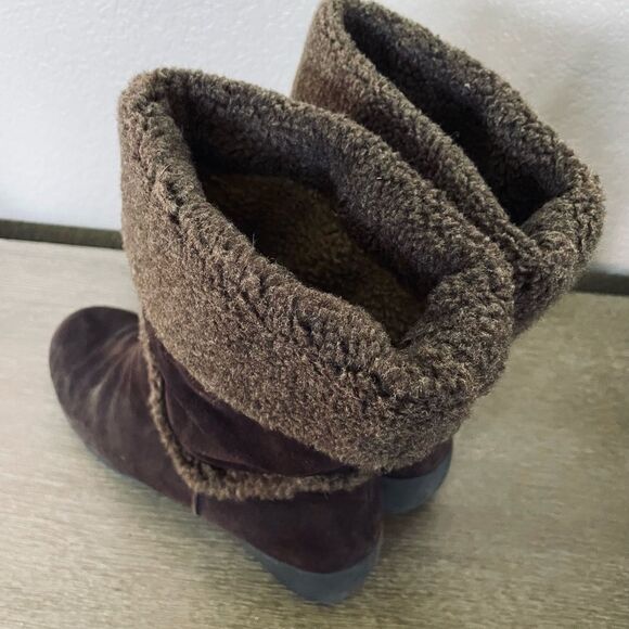 Easy Spirit Brown Suede Leather Sherpa Winter Boots 10 - Picture 7 of 8